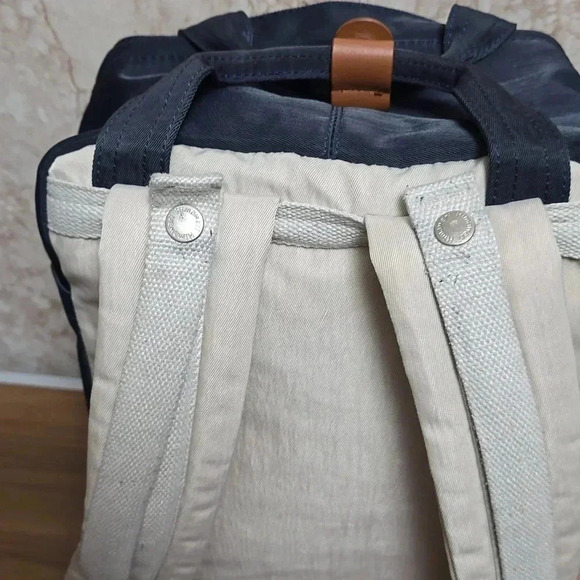 Himawari | Backpack | Navy and Beige | Brushed Silver Accents | Gently worn - Picture 8 of 12